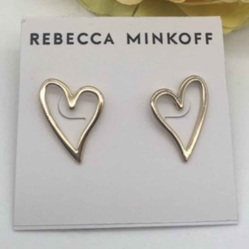 Rebecca Minkoff Gold Open Heart Stud Earrings
